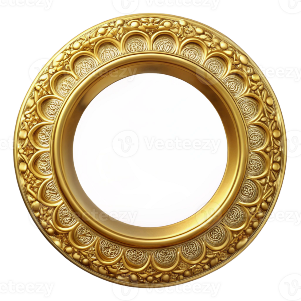 elegant artistic Elegant Gold Circle Border Ornament Cutout detailed png