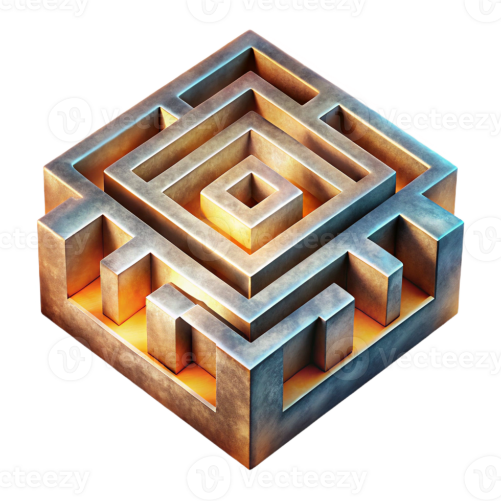 vibrant classic Elegant Luminari Maze Cutout with Gradient Lighting authentic png