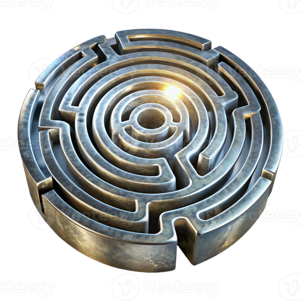 serene vintage Elegant Luminari Labyrinth Design Isolated with Silver Glow png
