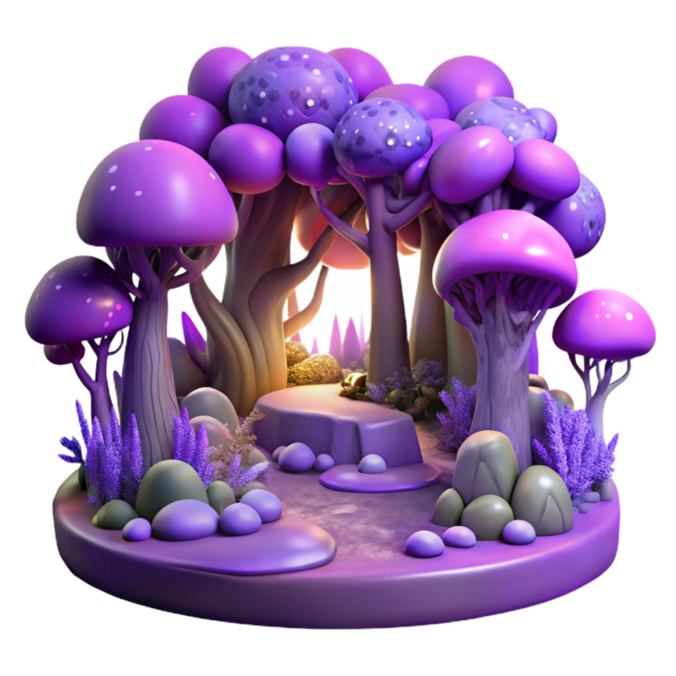 stunning artistic Enchanted Forest Background with Purple Hues Transparent Background detailed png