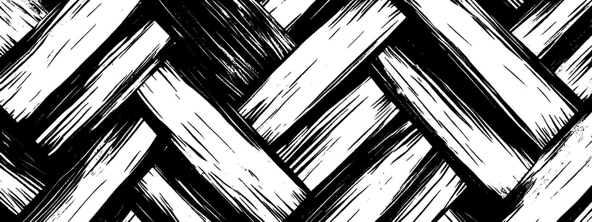 Vintage woodcut illustration of a herringbone floor pattern in striking black and white detail vector