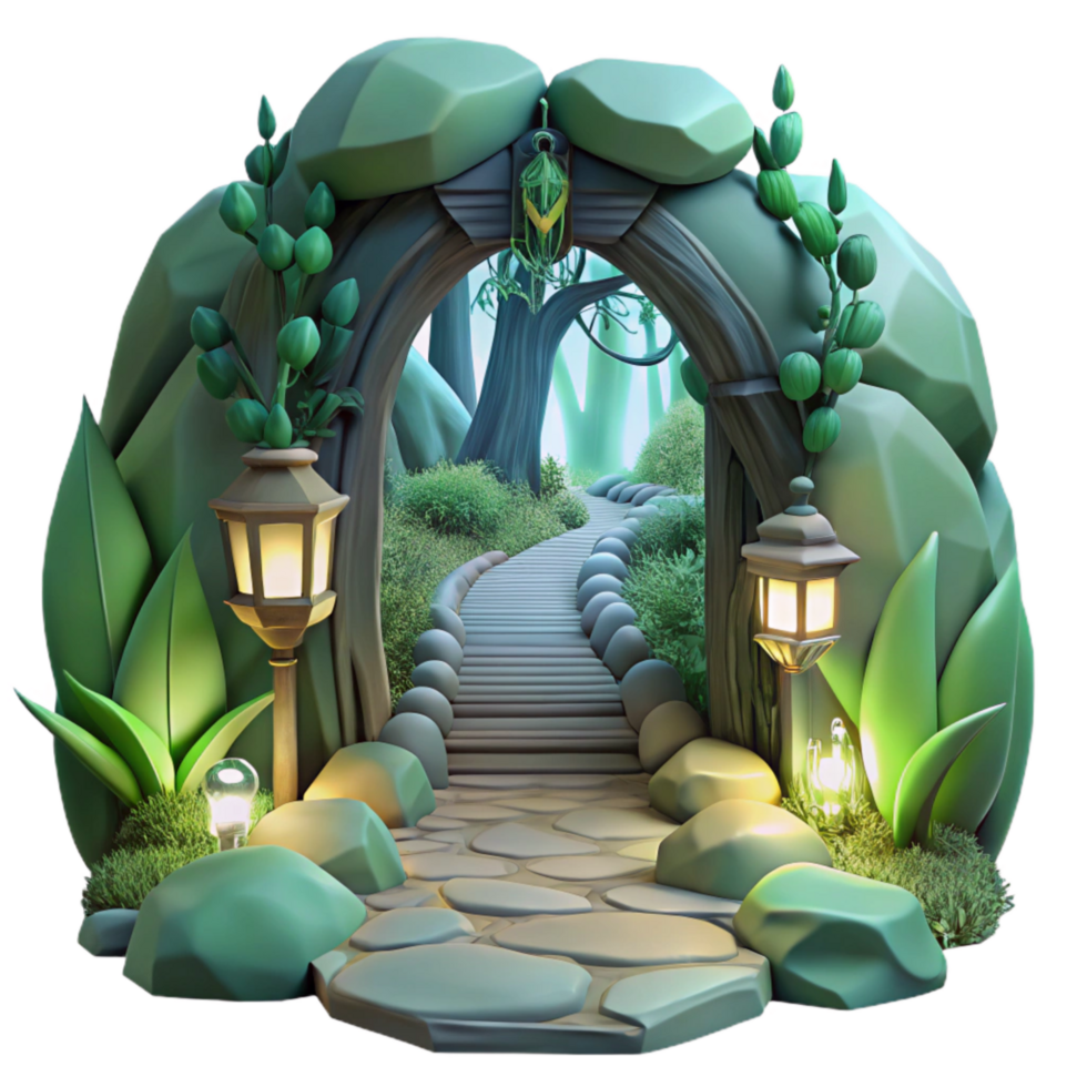 wonderful artistic Enchanted Forest Path with Ethereal Light Cutout original png