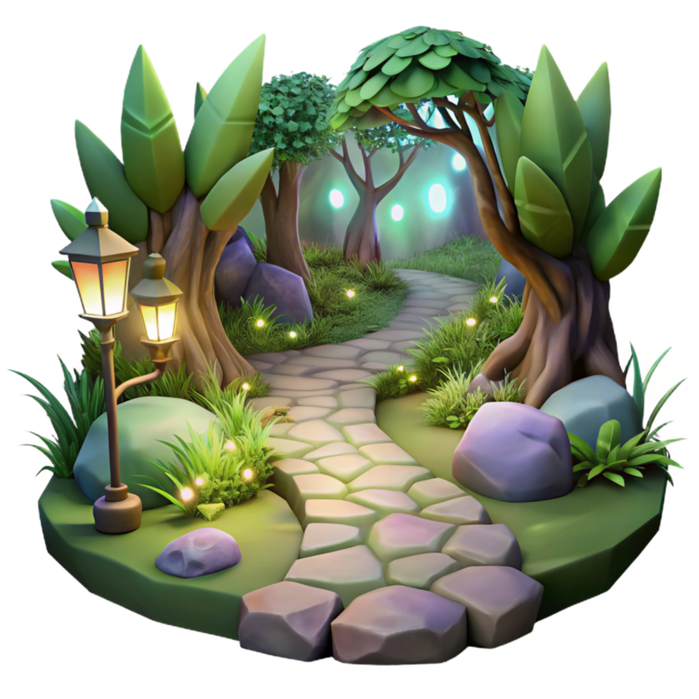 vibrant vintage Enchanted Forest Path with Ethereal Light Cutout exclusive png