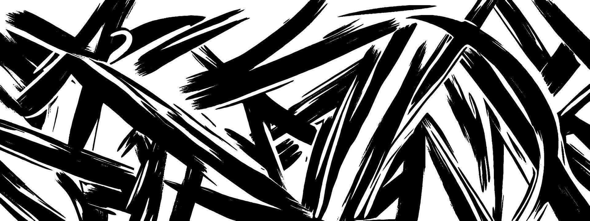 Vintage woodcut illustration showcasing expressive random graffiti strokes in dynamic black lines vector
