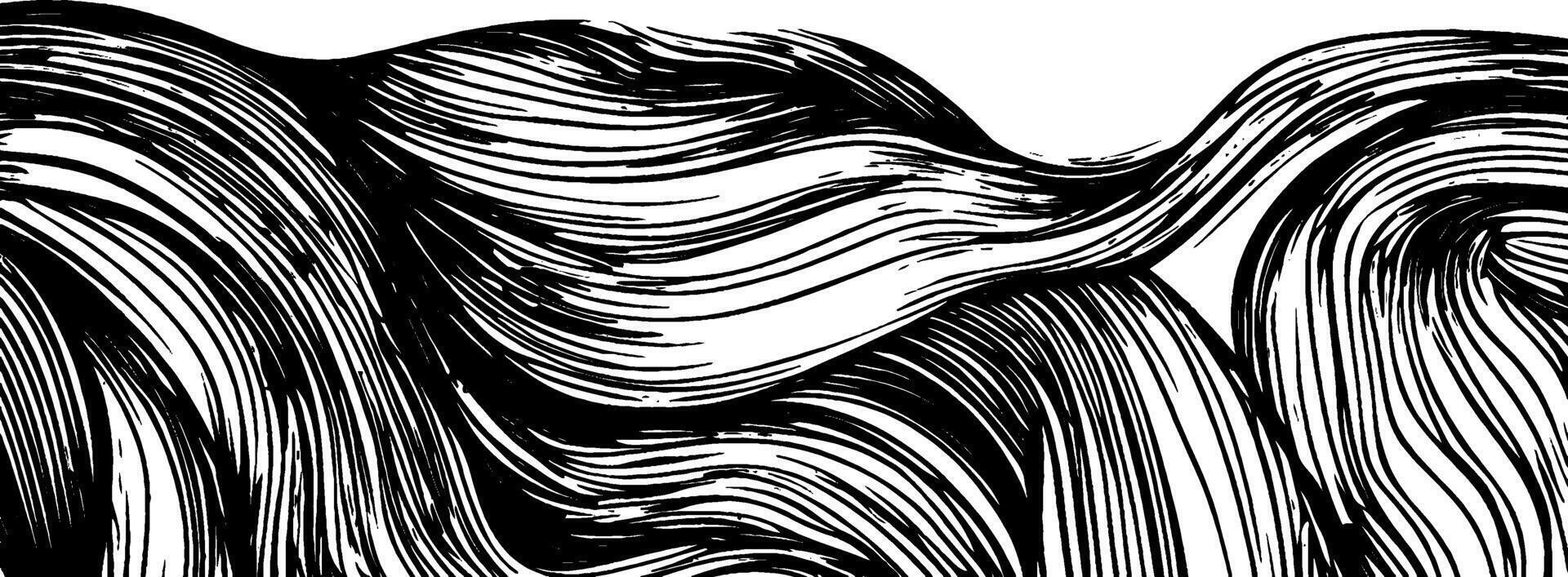 Swirls of fabric folds captured in a vintage woodcut illustration vector