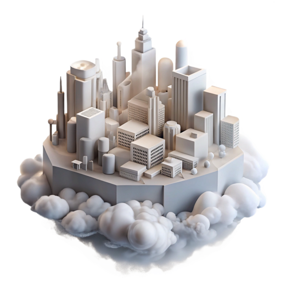 dramatic artistic Ephemeral Cityscape Isolated with Soft White Fog png