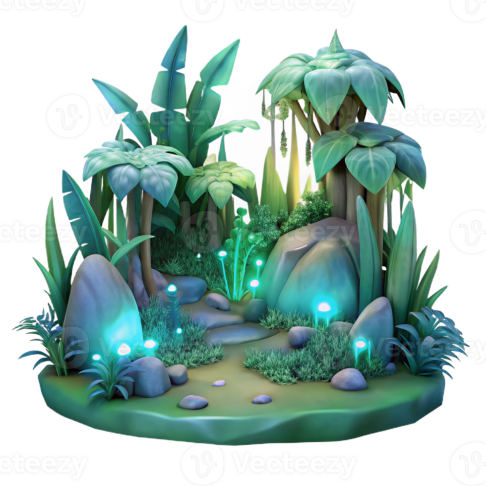 elegant abstract Ethereal Forest Background with Glowing Plants Cutout authentic png