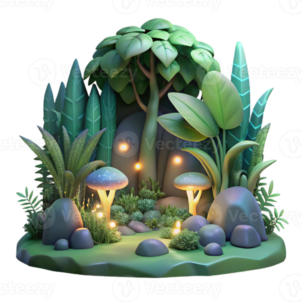 magnificent vintage Ethereal Forest Background with Glowing Plants Cutout png
