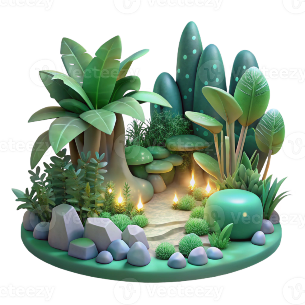 extraordinary minimalist Ethereal Forest Background with Glowing Plants Cutout premium png