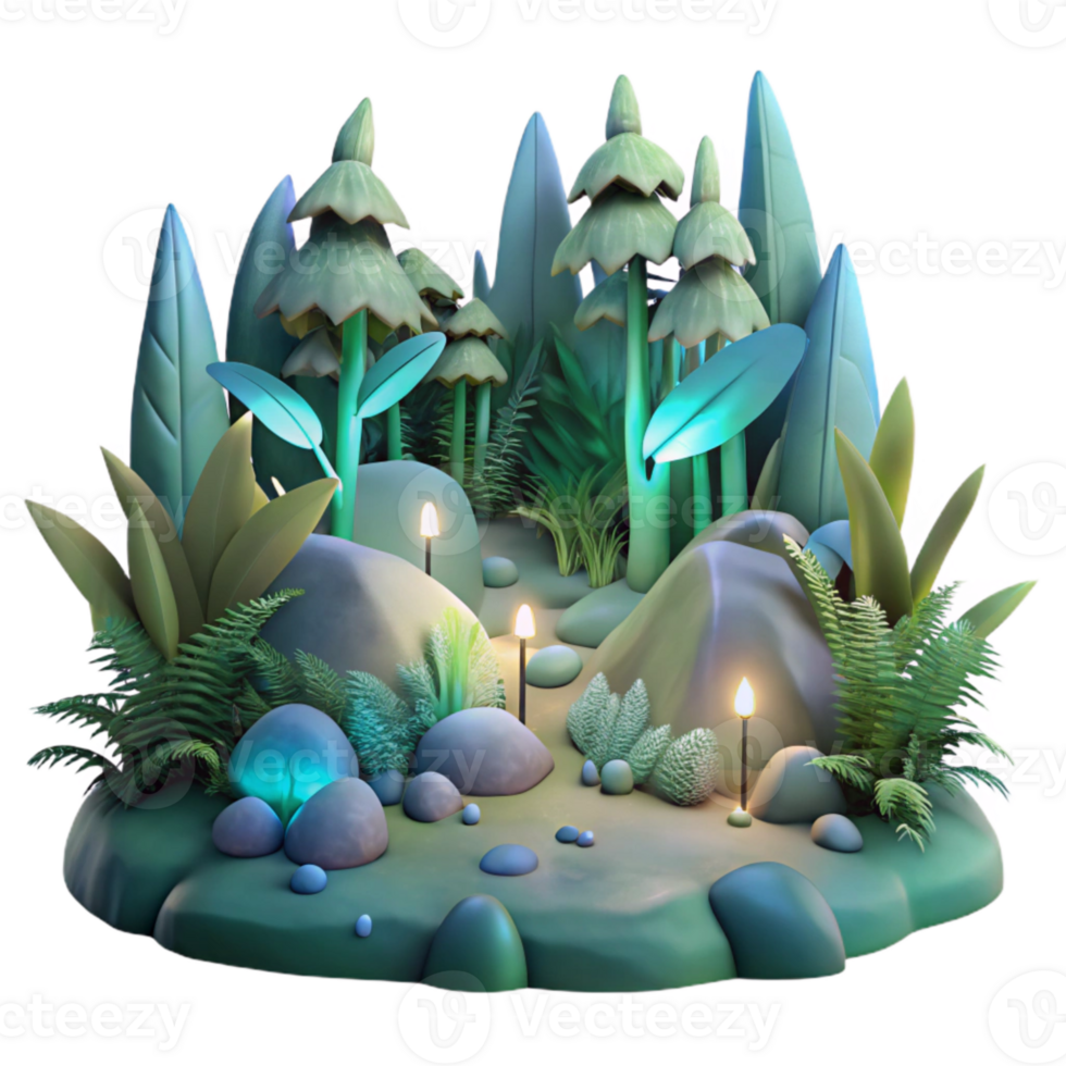 elegant creative Ethereal Forest Background with Glowing Plants Cutout high quality png