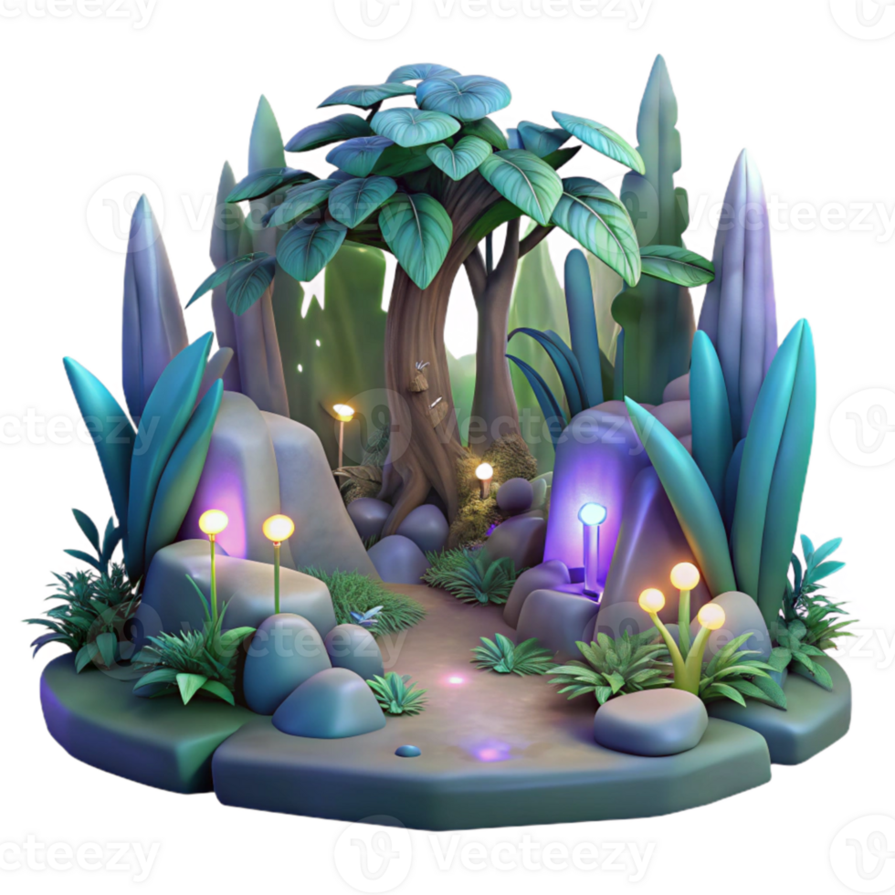 extraordinary rustic Ethereal Forest Background with Glowing Plants Cutout high quality png