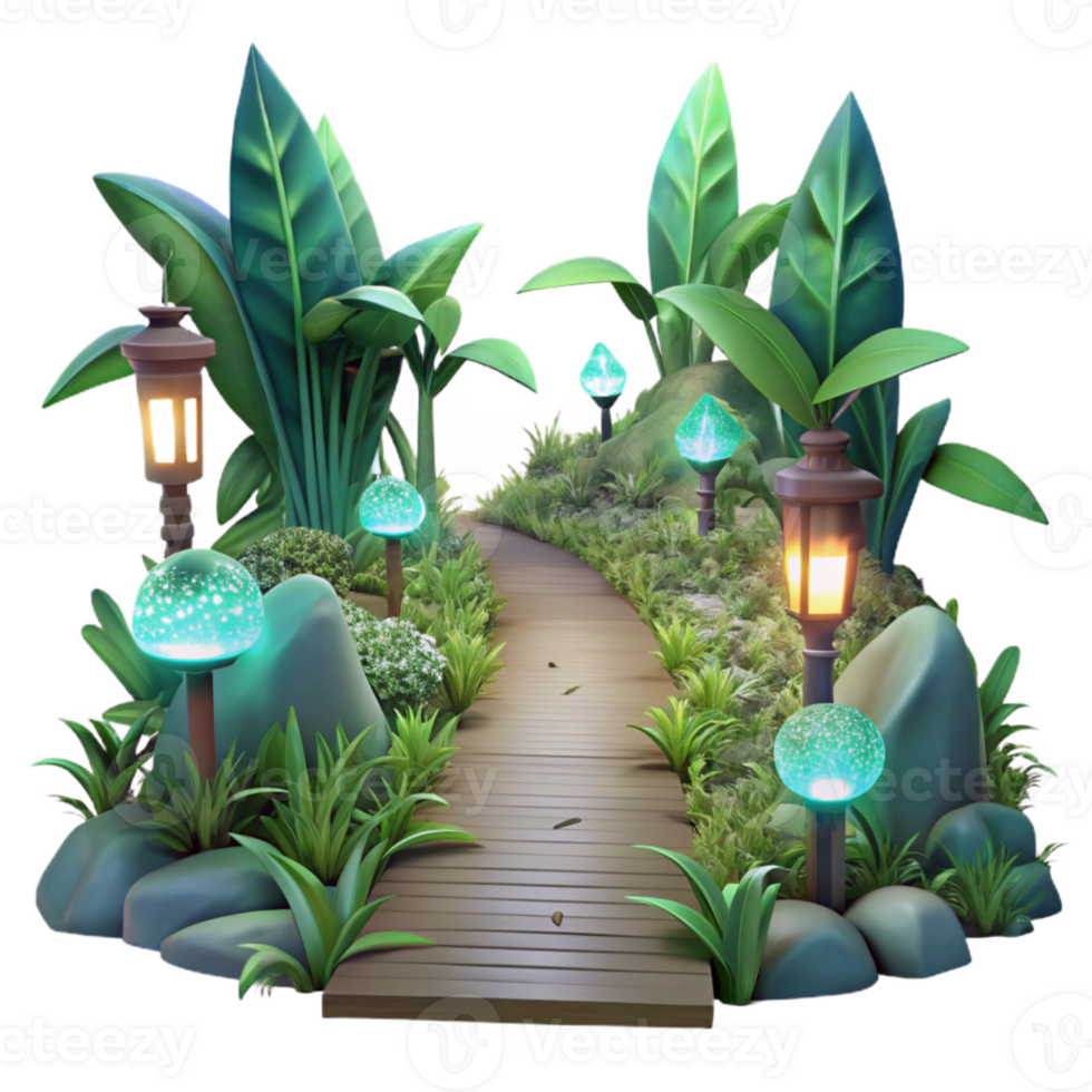 impressive creative Ethereal Forest Path Isolated with Soft Green Glow high quality png