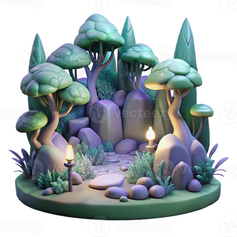 elegant traditional Ethereal Lyrax Luminance Forest Scene Transparent authentic png