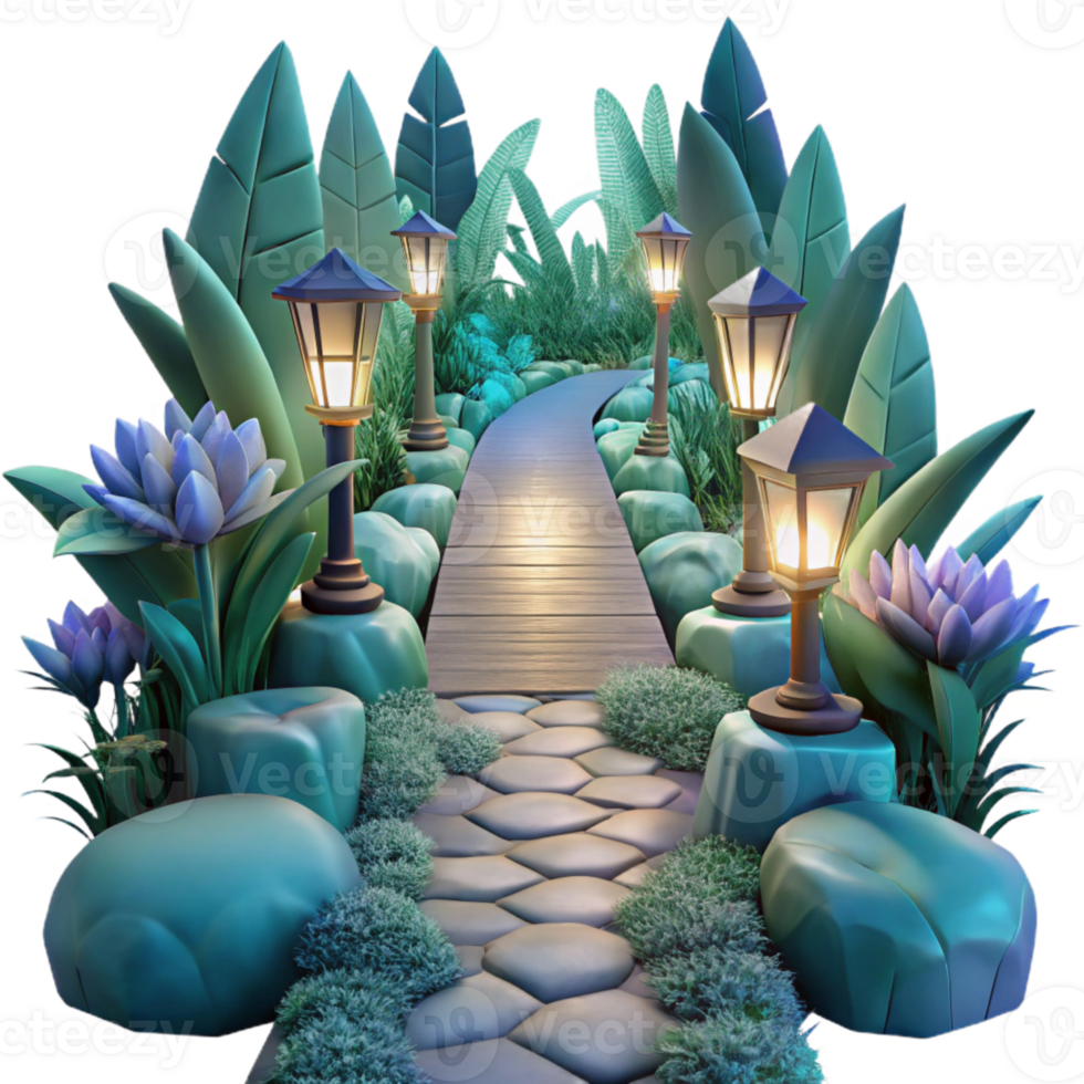 elegant rustic Ethereal Forest Path Isolated with Soft Green Glow premium png