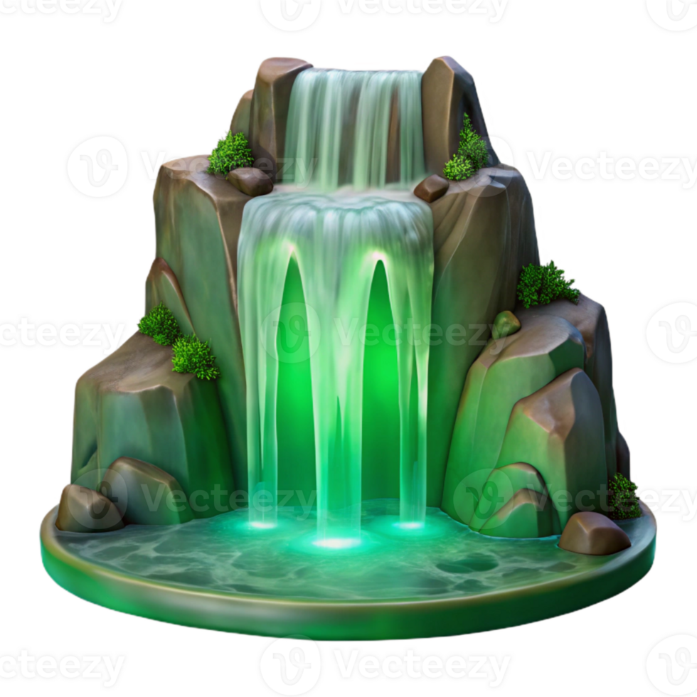 vibrant rustic Ethereal Waterfall Transparent Background Green Hues premium png