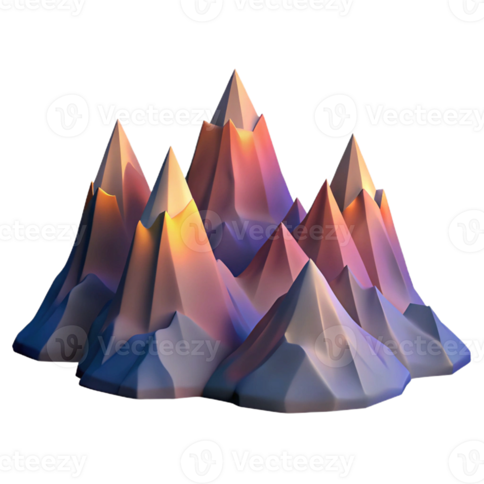 impressive contemporary Evening Sky Hues Over Jagged Mountain Peaks Isolated Element detailed png