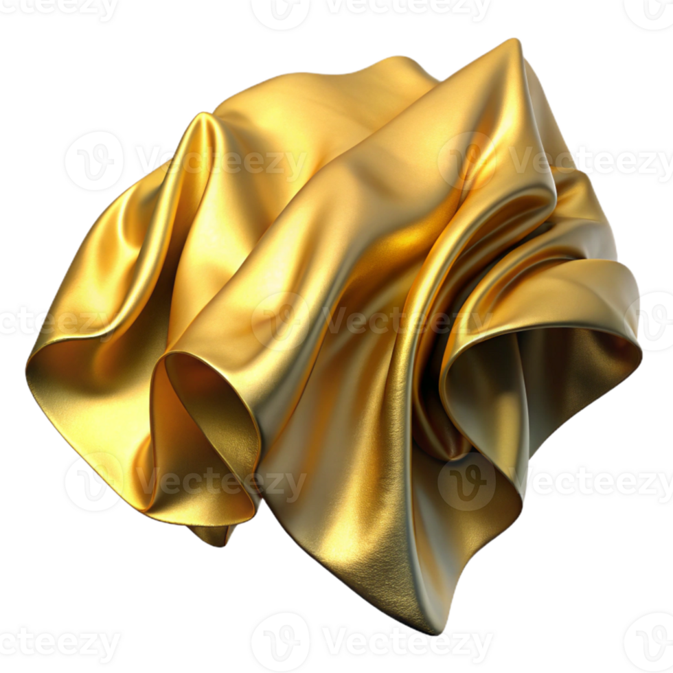 wonderful creative Faded Silk Fabric Texture with Gold Hues Isolated authentic png