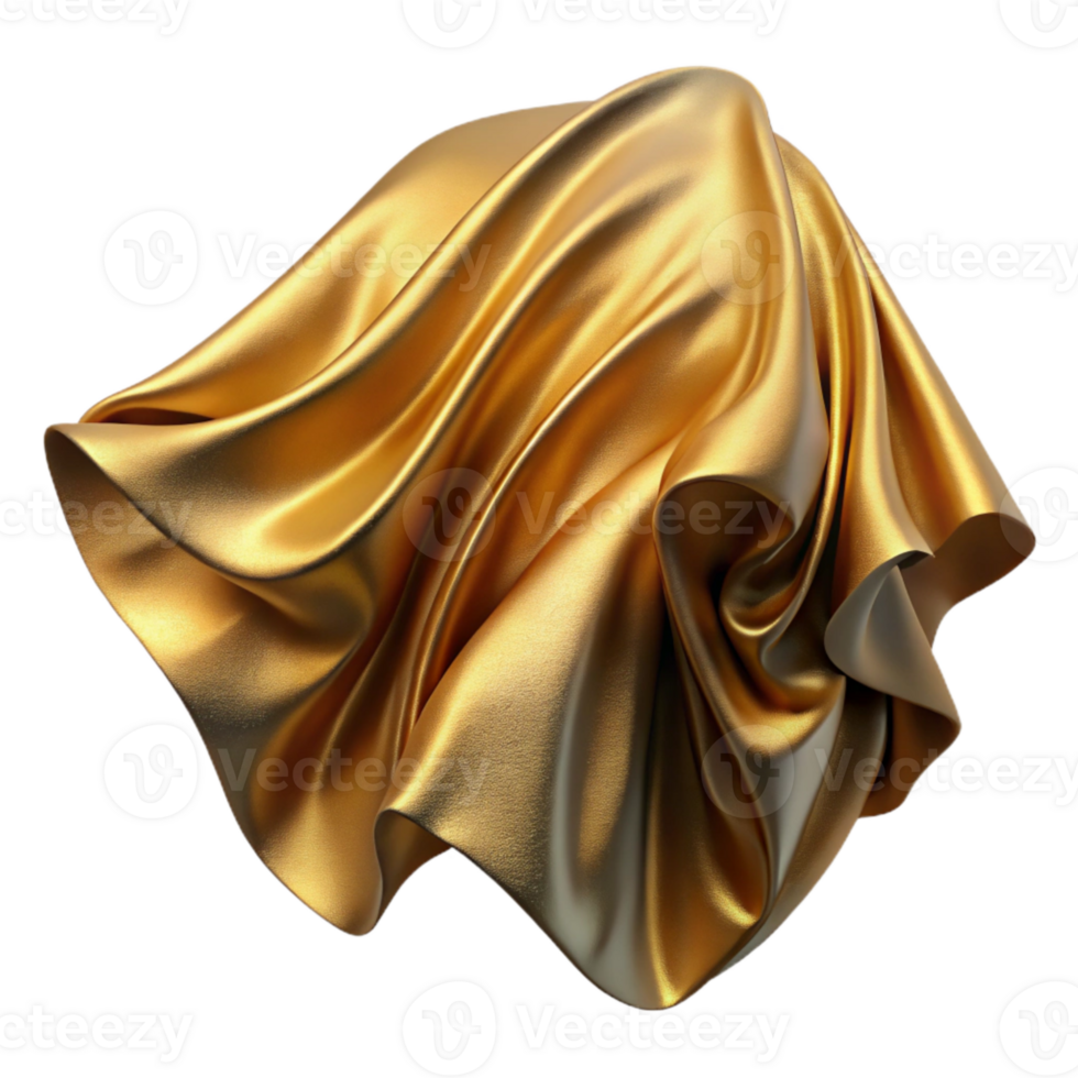 dramatic minimalist Faded Silk Fabric Texture with Gold Hues Isolated original png