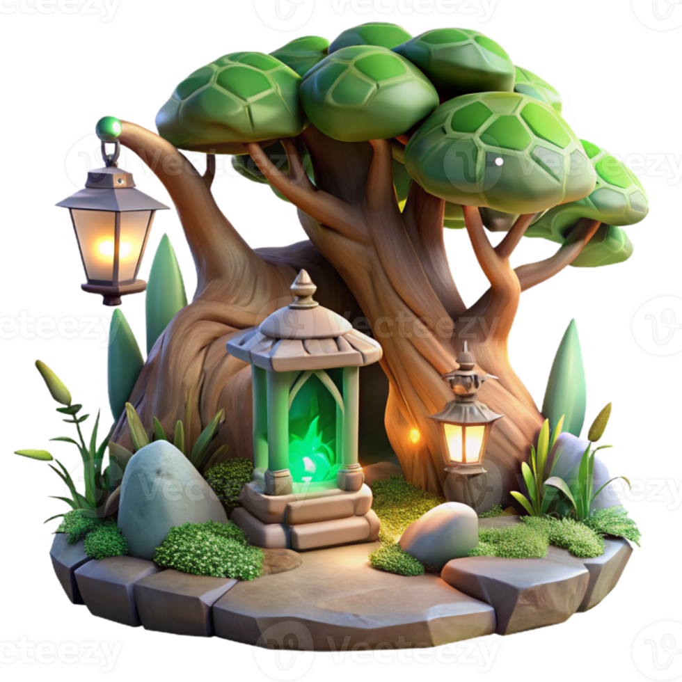 magnificent classic Fantasy Forest Scene with Lyrax Glow Transparent authentic png