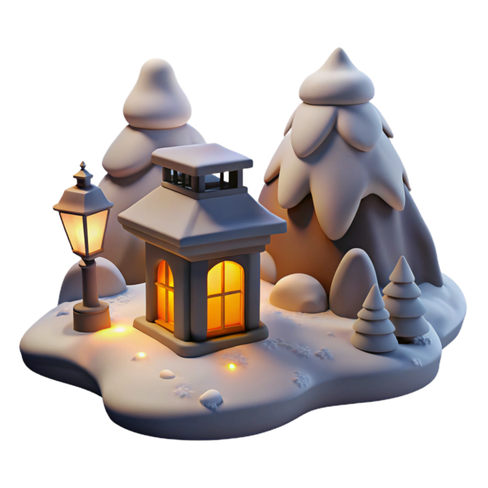 wonderful classic Flickering Shadows Isolated Winter Night Scene high quality png