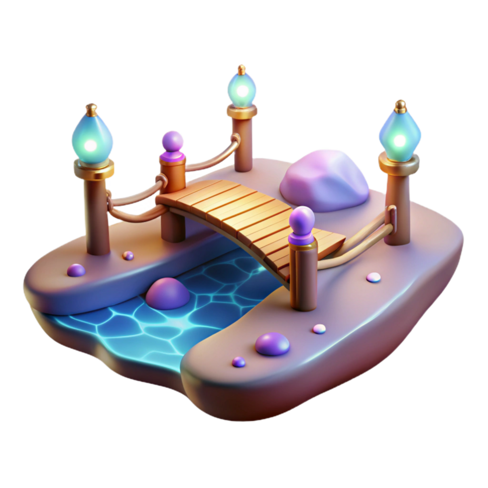 elegant vintage Floating Bridge Cutout with Dreamlike Glow professional png