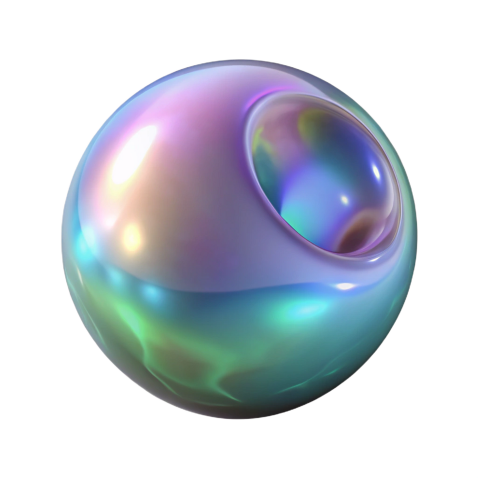 impressive abstract Floating Bubble Cutout with Iridescent Surface high quality png