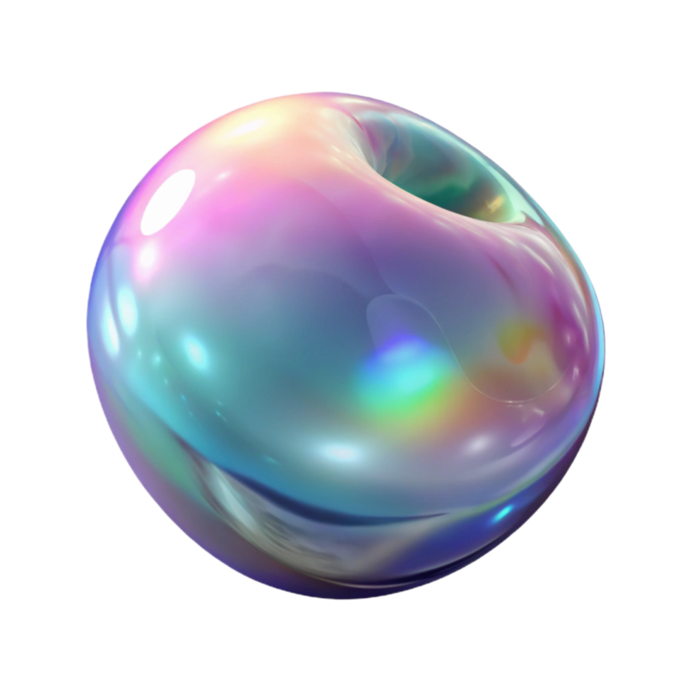 serene creative Floating Bubble Cutout with Iridescent Surface professional png