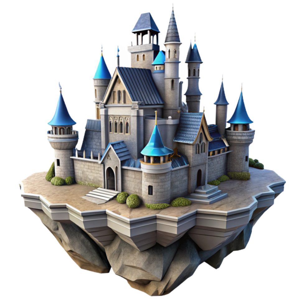 magnificent modern Floating Castle Transparent Background Gothic Architecture high quality png