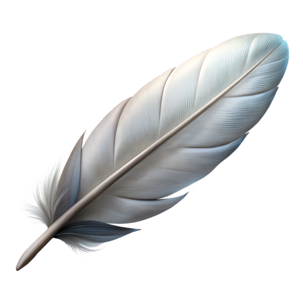 dramatic abstract Floating Feather Cutout White Down Isolated Element premium png