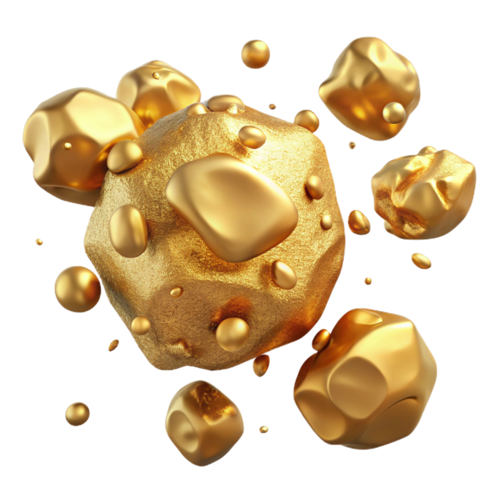 magnificent contemporary Floating Gold Flakes Isolated on White authentic png