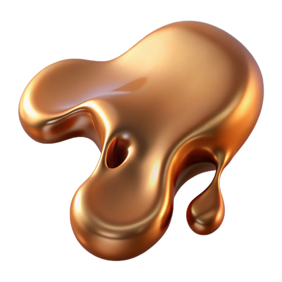 extraordinary contemporary Flowing Bronze Liquid Cutout Isolated on White premium png