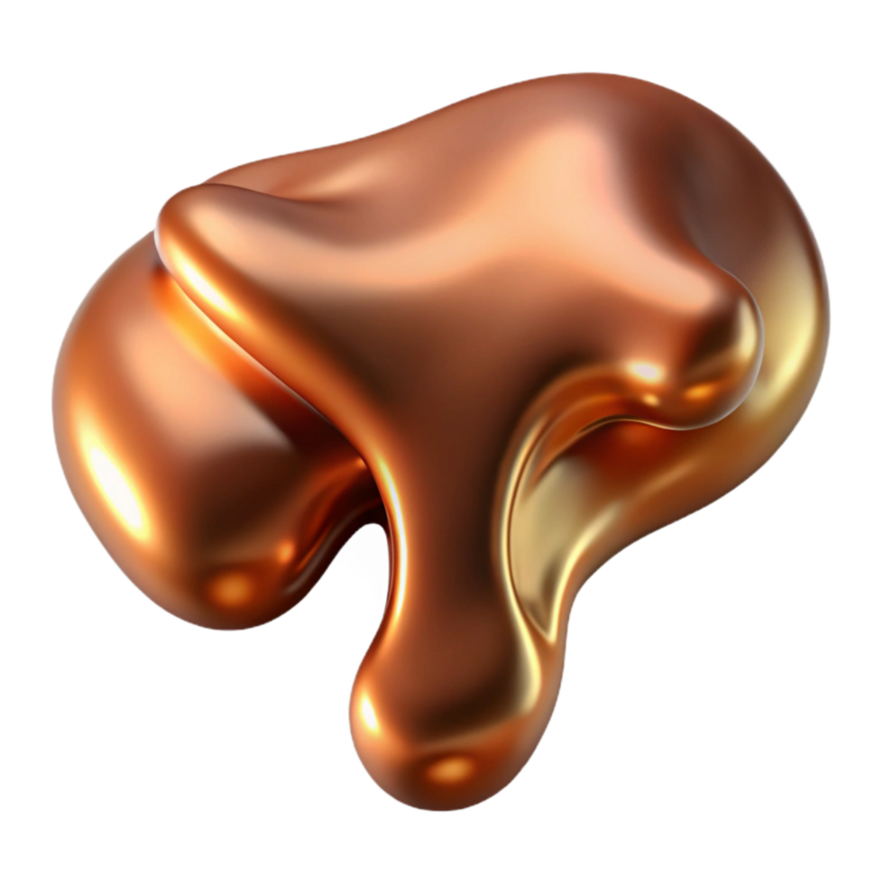 elegant contemporary Flowing Bronze Liquid Cutout Isolated on White png