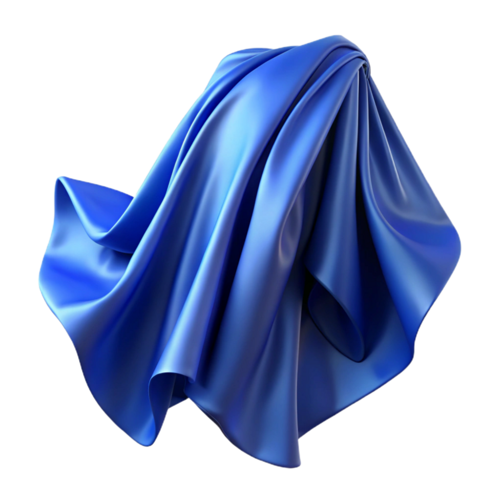 dramatic vintage Flowing Fabric Drape Blue Isolated Cutout high quality png