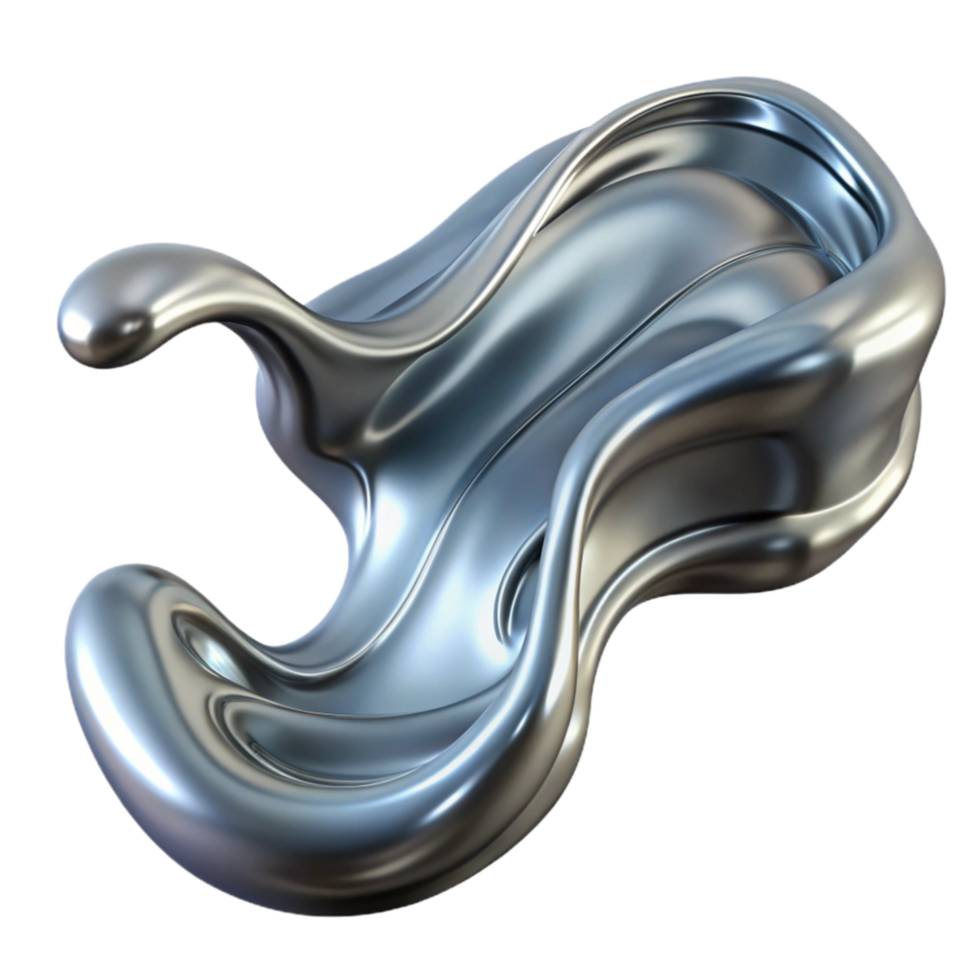 magnificent artistic Flowing Liquid Metal Stream Transparent Background Isolated png
