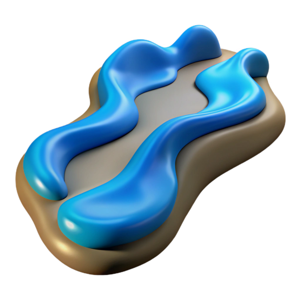 dramatic artistic Flowing River Cutout Blue Water Isolated detailed png