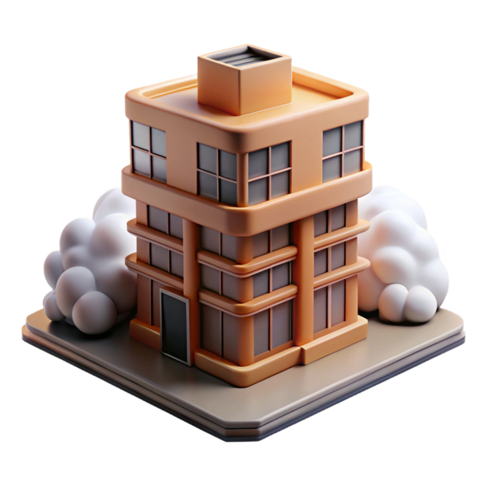 impressive minimalist Fog Enveloped City Building Isolated with Warm Color Palette high quality png