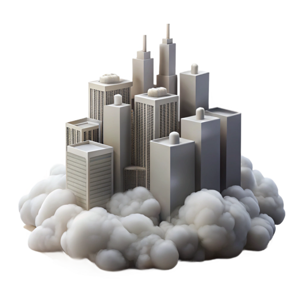 impressive vintage Fog Enveloping Skyscrapers Transparent Element detailed png