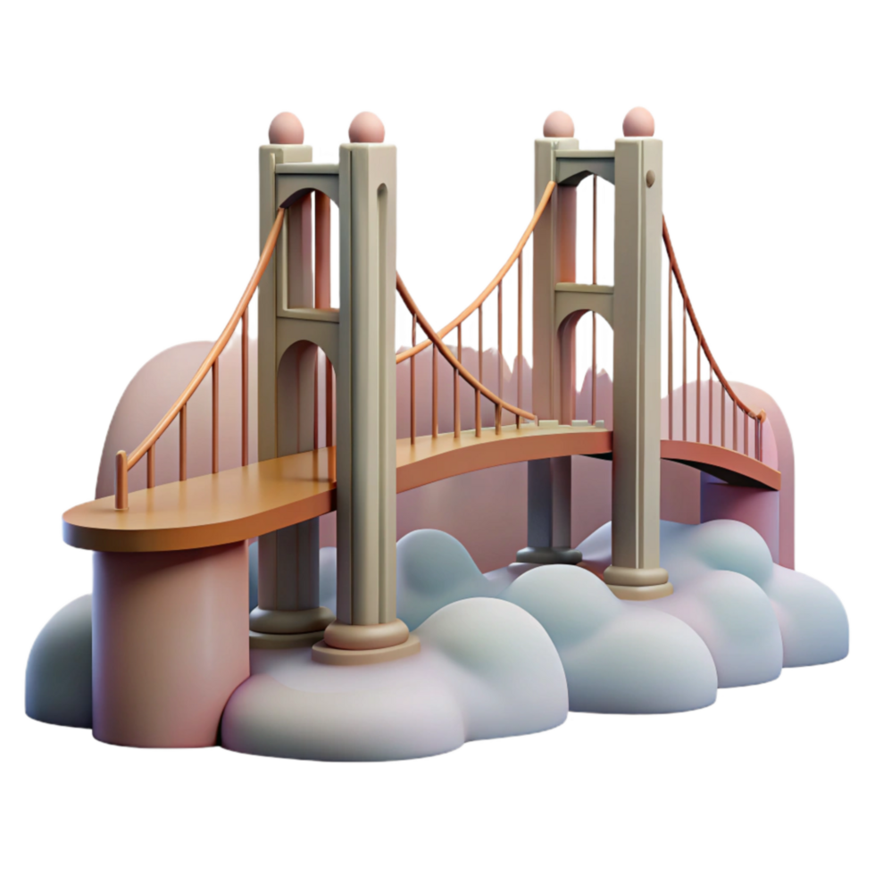 beautiful minimalist Foggy City Bridge Cutout Soft Pastel Colors exclusive png