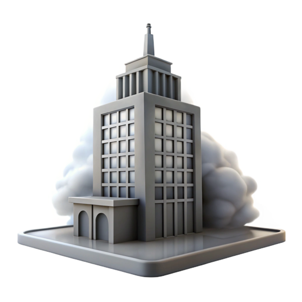 impressive classic Foggy City Building Silhouette Isolated on Transparent Background high resolution png