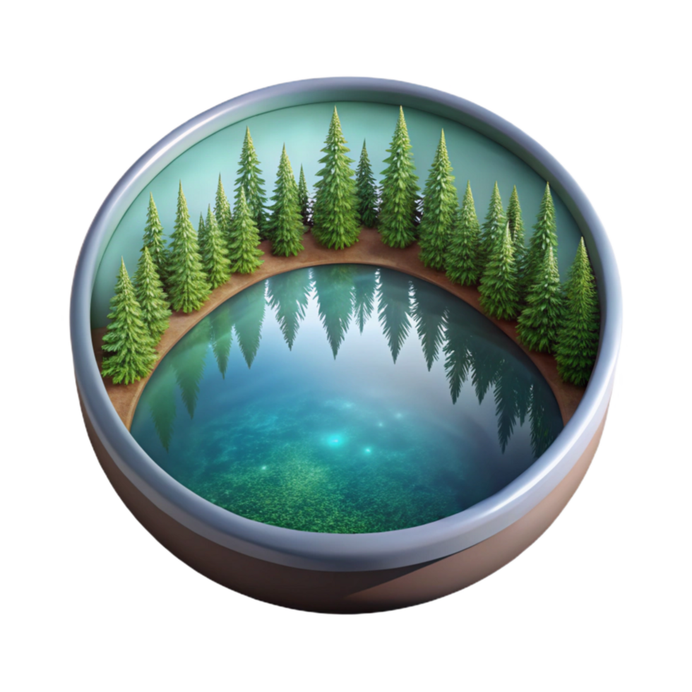 magnificent artistic Forest Lake Reflection with Transparent Background Isolated high resolution png