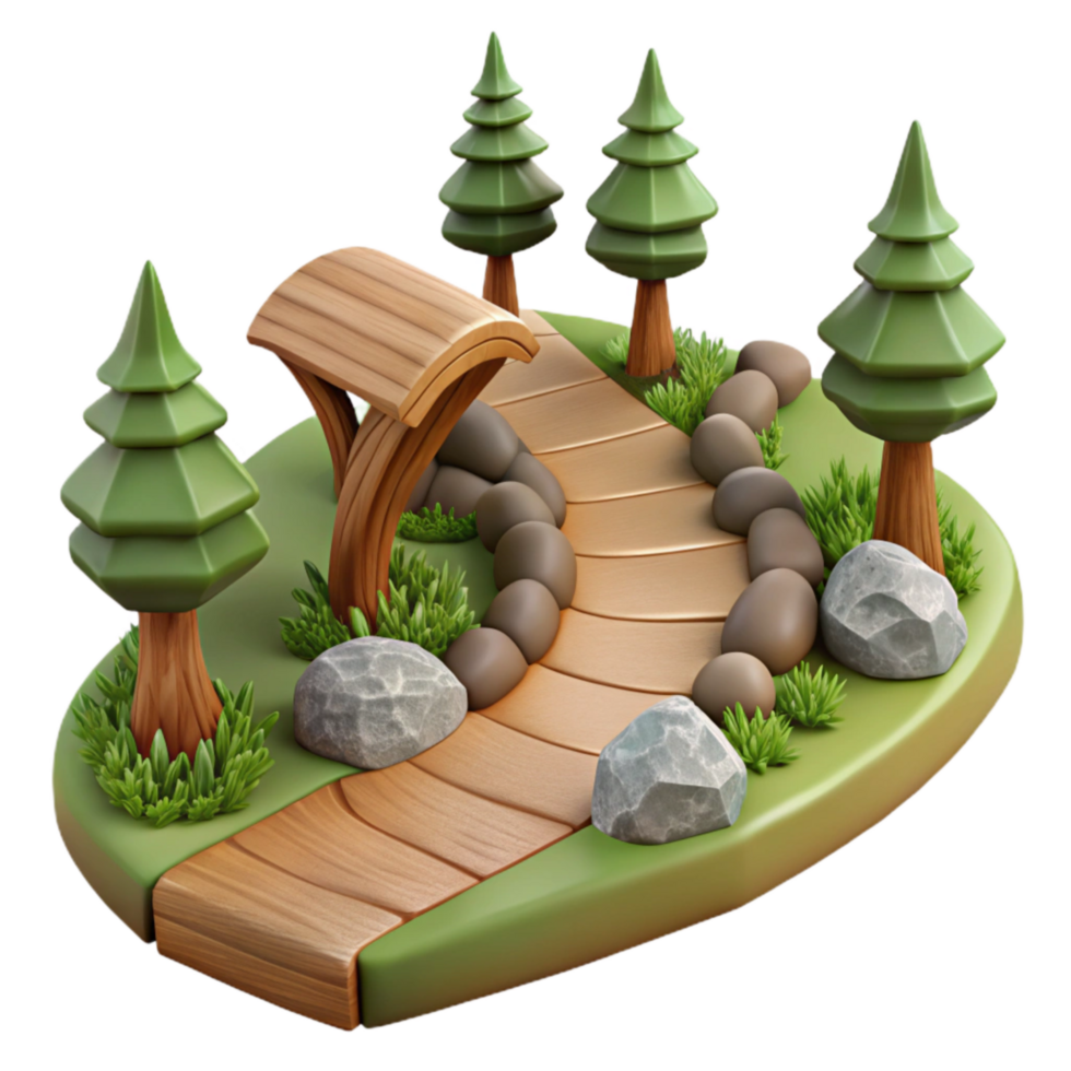 stunning minimalist Forest Path Isolated Element with Winding Perspective high resolution png