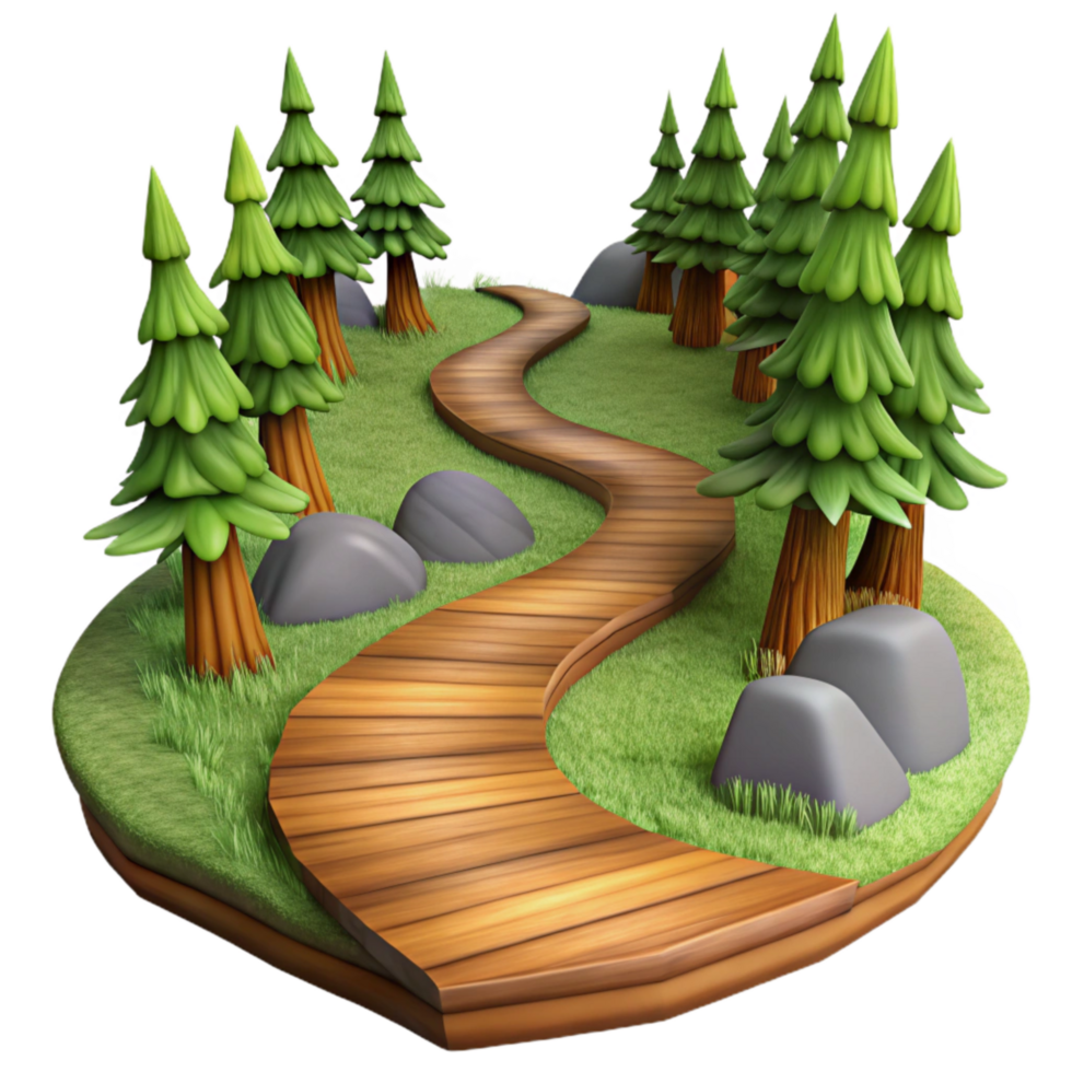 elegant traditional Forest Path Isolated Element with Winding Perspective genuine png