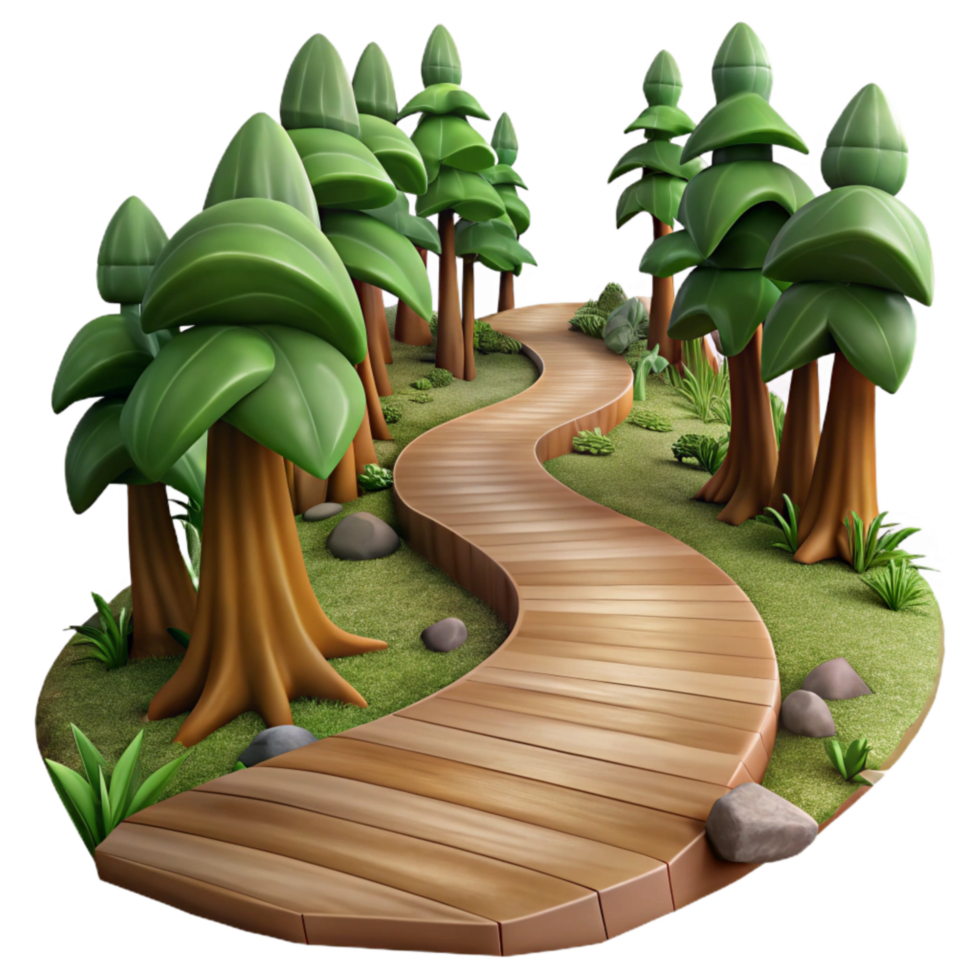 vibrant rustic Forest Path Isolated Element with Winding Perspective professional png
