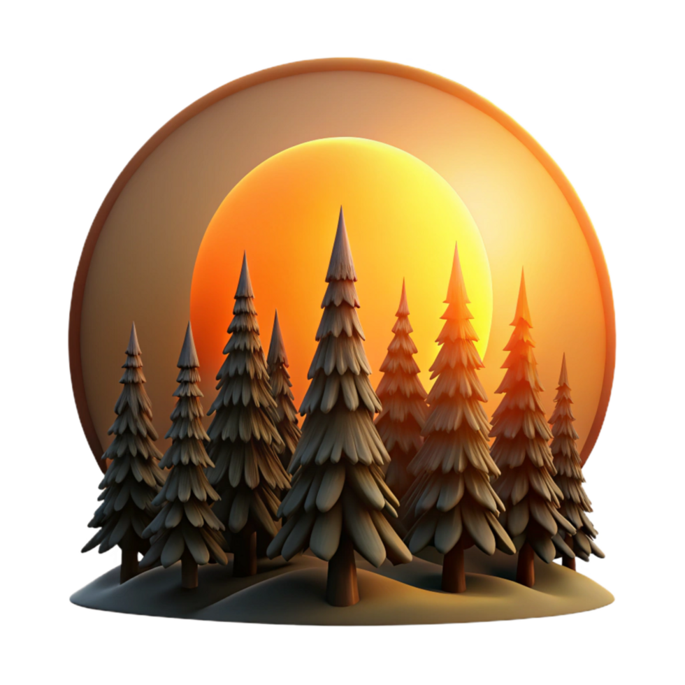 beautiful modern Forest Silhouette Isolated Sunset Backlight detailed png
