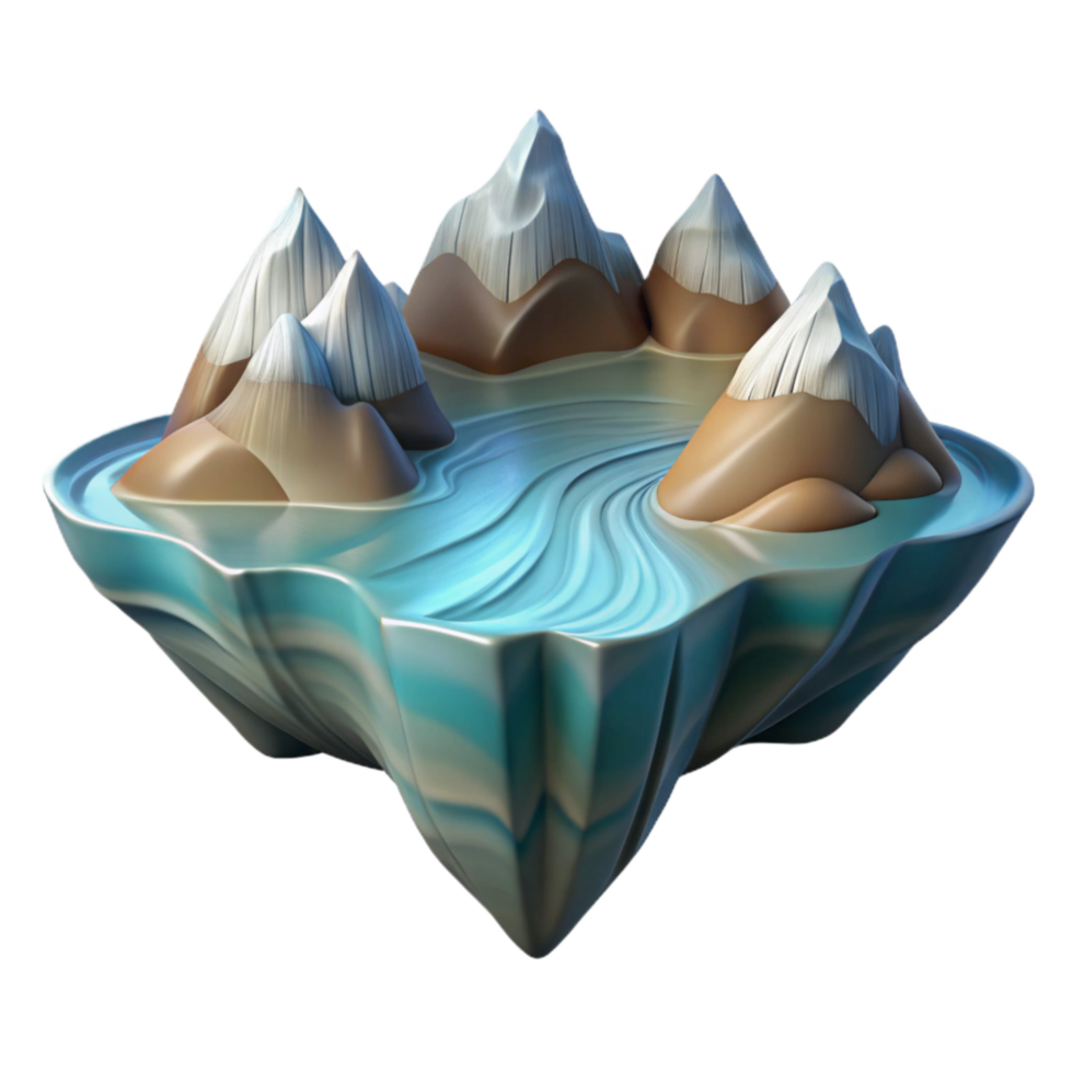 dramatic modern Fractal Fjord Cutout Serene Blue Waters Isolated authentic png