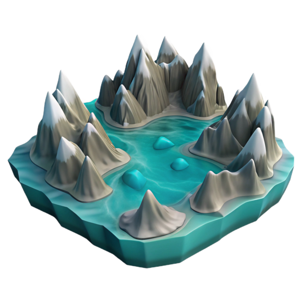 wonderful artistic Fractal Fjord Cutout Serene Blue Waters Isolated original png