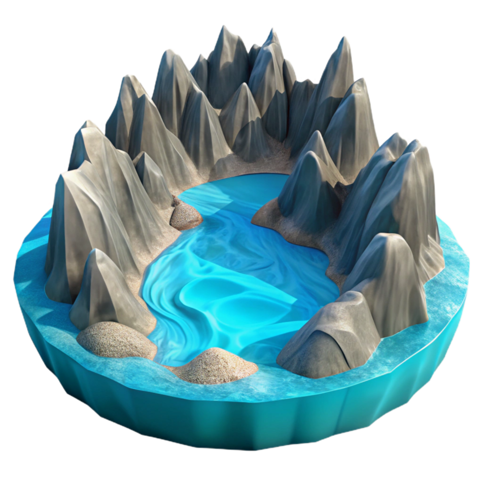 serene contemporary Fractal Fjord Cutout Serene Blue Waters Isolated exclusive png