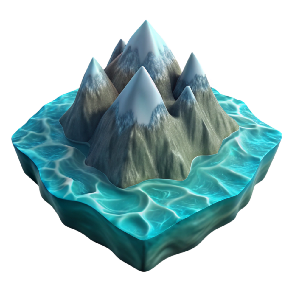dramatic abstract Fractal Fjord Isolated Turquoise Waters Aerial View authentic png
