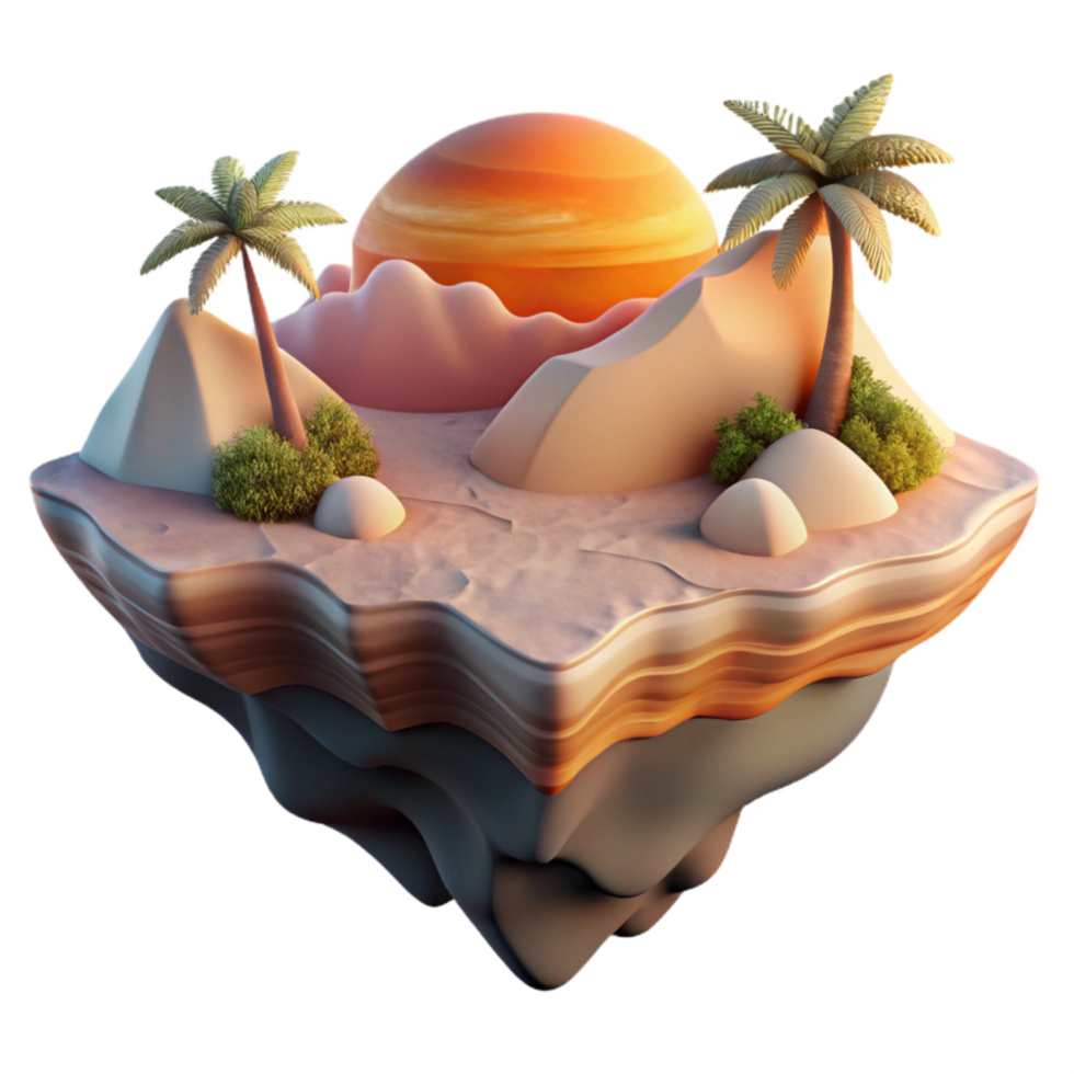 beautiful abstract Fractal Island Cutout Transparent Background Sunset Hues exclusive png