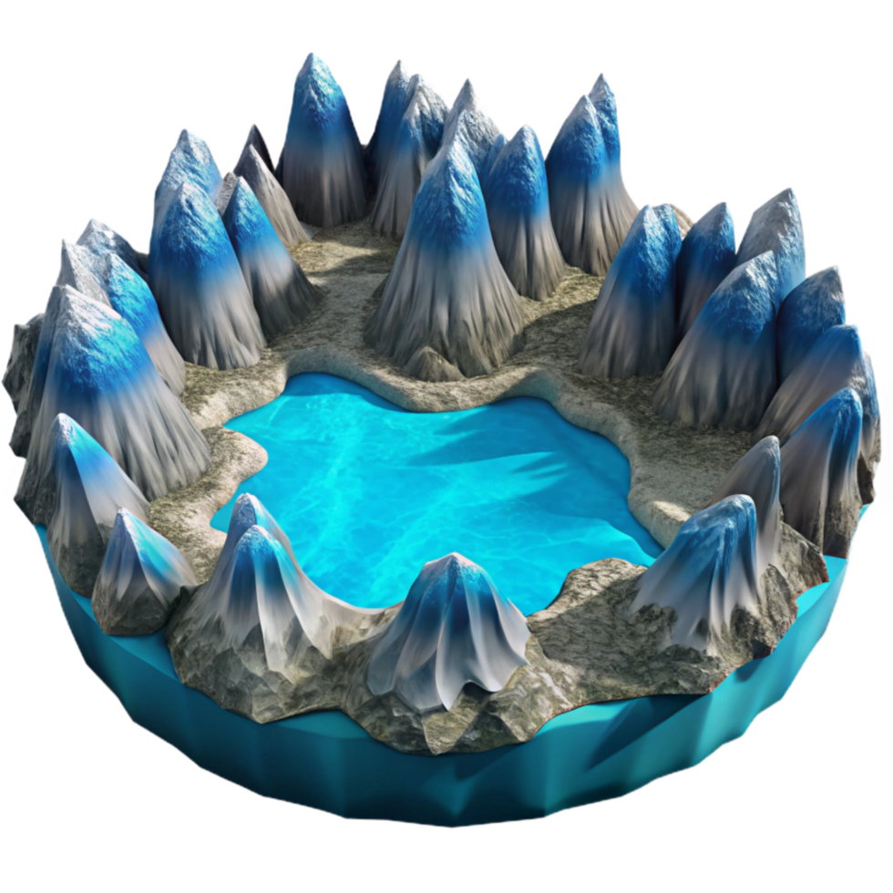 dramatic traditional Fractal Fjord Isolated Turquoise Waters Aerial View professional png